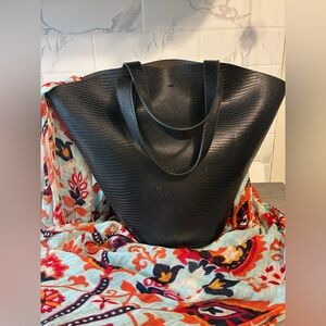 Vegan leather snake skin tote bag.